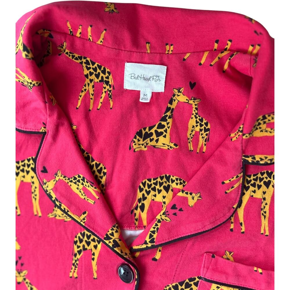 EUC Bedhead Giraffes In Love Short Sleeve Cotton Jersey Cropped Pajama Set Sz M - Picture 7 of 13